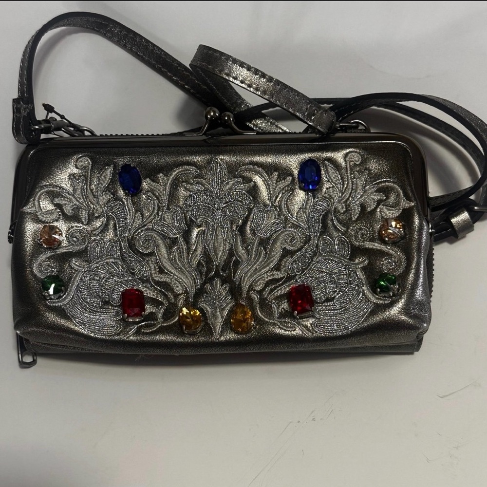 Patricia Nash Metallic Clutch with Jewel Accents